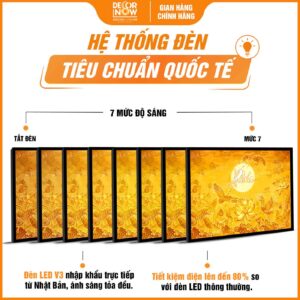 Hệ thống đèn trong tranh trúc chỉ in ngang chữ thư pháp Phúc DecorNow TC456