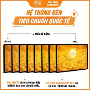 Hệ thống đèn trong tranh trúc chỉ in ngang thư pháp chữ Lộc DecorNow TC458