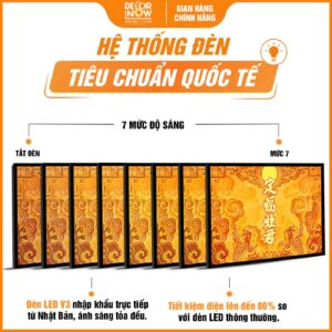 Hệ thống đèn trong tranh trúc chỉ in ngang ông Táo Quân chữ Hán TC463 DecorNow