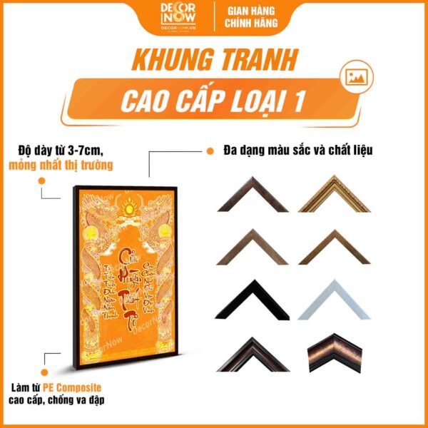 Khung tranh bài vị Cửu Huyền Thất Tổ câu đối chữ Việt DecorNow TC432