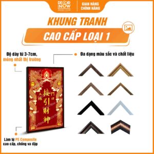 Khung tranh bài vị Thần Tài Thổ Địa Thổ Công chữ Hán DecorNow TC437