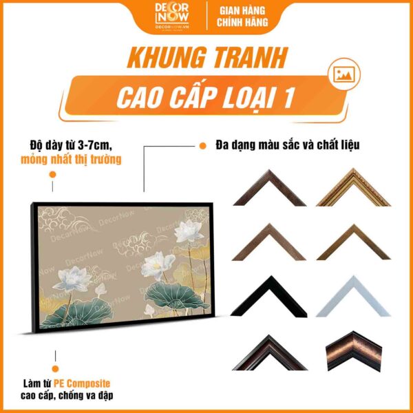 Khung tranh đèn hiện đại treo tường in ngang sen mây DecorNow HD440