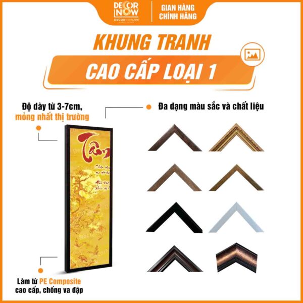 Khung tranh trúc chỉ in đối sen trăng DecorNow TC444