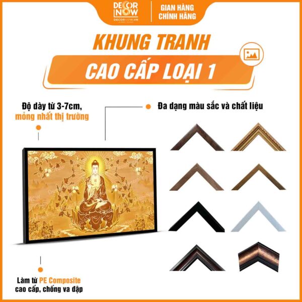 Khung tranh trúc chỉ in ngang Phật Dược Sư Lưu Ly DecorNow TC455