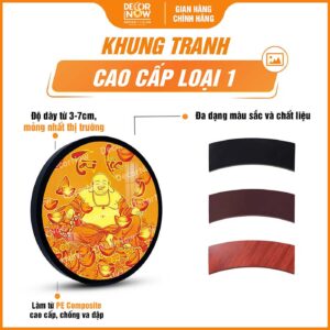 Khung tranh trúc chỉ in tròn hình Phật Di Lặc DecorNow TC448