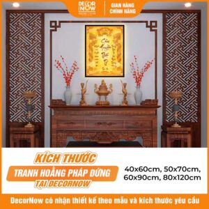 Kích thước phong thủy bài vị Cửu Huyền Thất Tổ chữ Việt khảm vàng DecorNow TC429