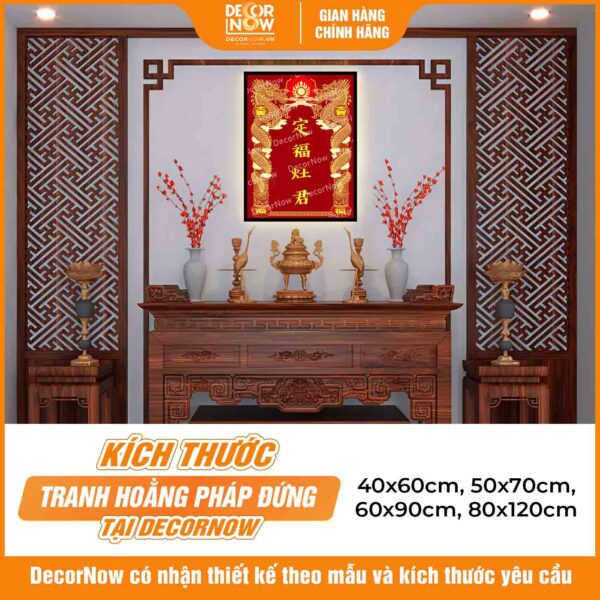 Kích thước phong thủy bài vị Táo Quân ông Công ông Táo chữ Hán Nôm DecorNow TC436