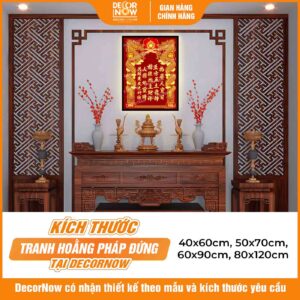 Kích thước phong thủy bài vị Thần Tài Thổ Địa chữ Hán nền đỏ DecorNow TC461