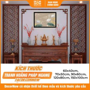 Kích thước tranh đèn hiện đại treo tường in ngang sen mây DecorNow HD440