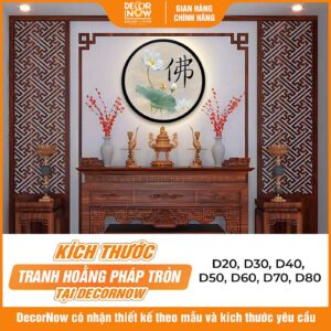 Kích thước tranh đèn tròn hiện đại in hào quang TC434