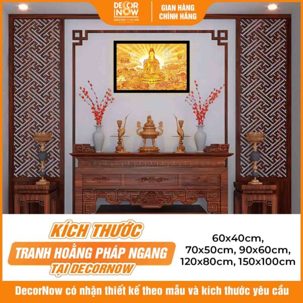 Kích thước tranh trúc chỉ in ngang hình Quan Thế Âm Bồ Tát DecorNow TC450