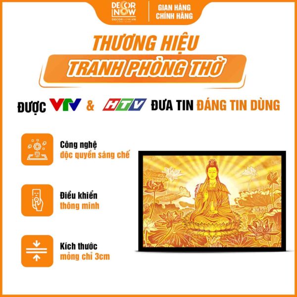 Tổng quan tranh trúc chỉ in ngang hình Quan Thế Âm Bồ Tát DecorNow TC450