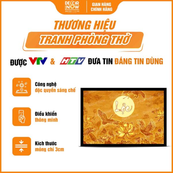 Tổng quan tranh trúc chỉ in ngang thư pháp chữ Lộc DecorNow TC458