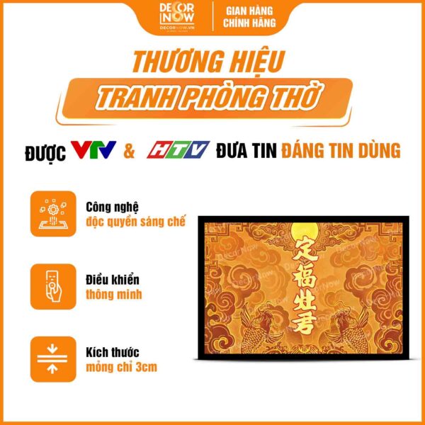 Tổng quan tranh trúc chỉ in ngang ông Táo Quân chữ Hán TC463 DecorNow