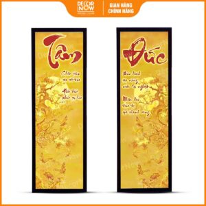 Tranh trúc chỉ in đối sen trăng DecorNow TC444