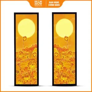 Tranh trúc chỉ in đối sen trăng DecorNow TC444