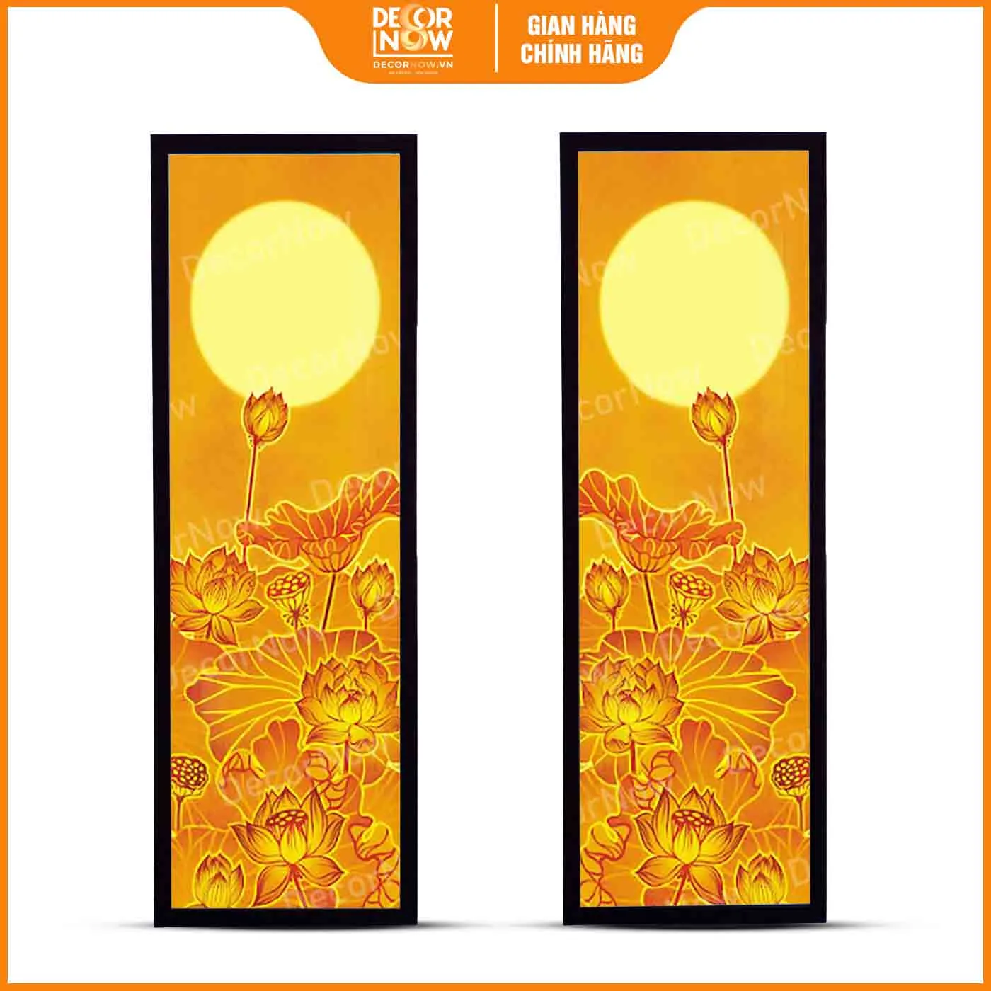 Tranh trúc chỉ in đối sen trăng DecorNow TC444