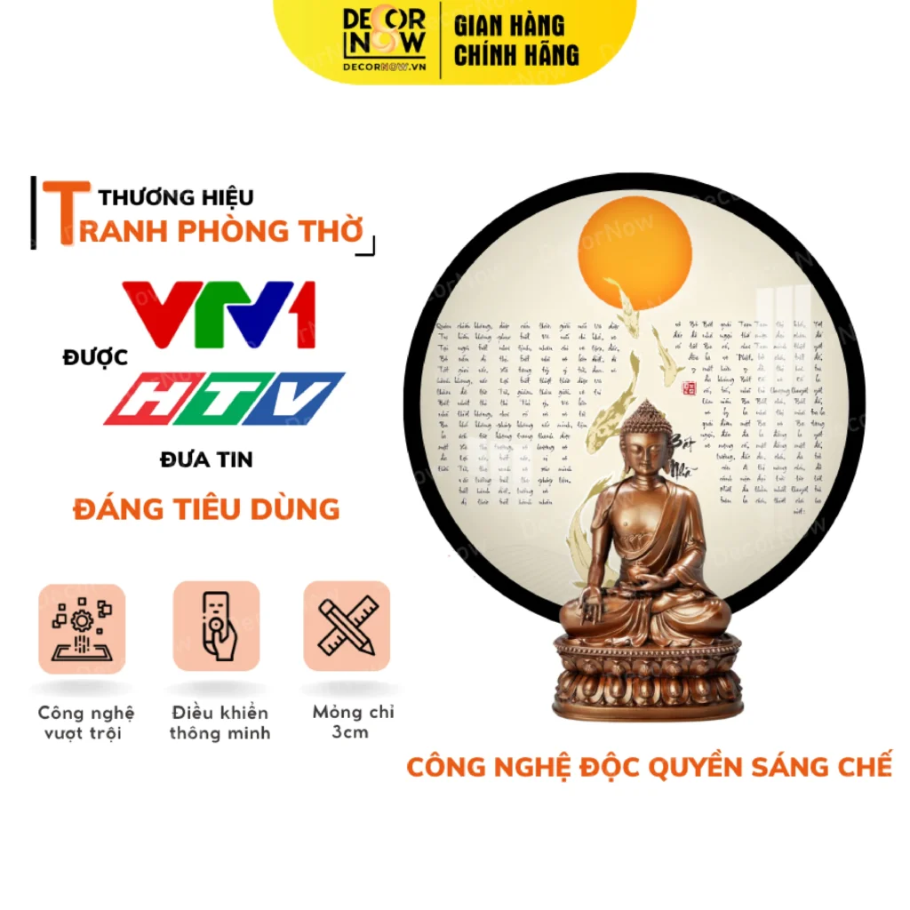 Tranh Cá Chép – Nghệ Thuật Khơi Nguồn Vượng Khí và Cảm Hứng Sống 21 Tranh Đèn Hào Quang Bát Nhã Tâm Kinh In Tròn Họa Tiết Cá Chép Trời DECORNOW DCN-TC474