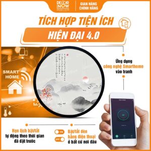 Công nghệ Smarthome trong của tranh đèn hiện đại tròn Chú Dược Sư Lưu Ly Quang Vương Phật TC470