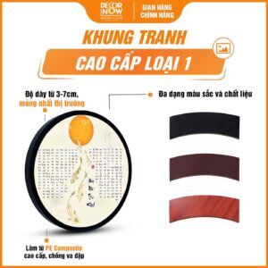 Khung tranh đèn hào quang Bát Nhã Tâm Kinh tròn cá chép trời TC474