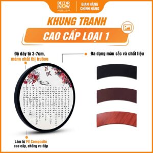 Khung tranh đèn hào quang Bát Nhã Tâm Kinh tròn hoa mai sẻ TC475