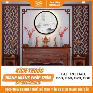 Kích thước của tranh đèn hiện đại in tròn Chú Dược Sư Lưu Ly Quang Vương Phật DecorNow TC470