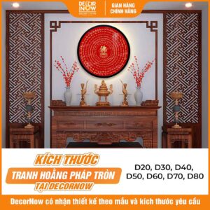Kích thước tranh đèn hiện đại tròn kinh Chú Đại Bi TC476