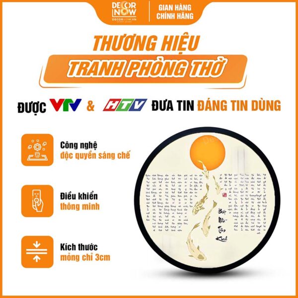 Tổng quan về tranh đèn hào quang Bát Nhã Tâm Kinh tròn cá chép trời TC474