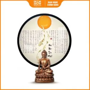 Tranh Đèn Hào Quang Bát Nhã Tâm Kinh In Tròn Cá Chép Trời TC474