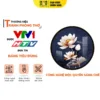 Tranh Hiện Đại In Tròn Mẫu Hoa Sen Nền Xanh Dương Đậm DECORNOW DCN-HD52