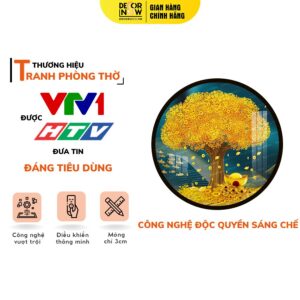 Tranh Hiện Đại In Vuông Hình Cây Kim Tiền Và Hươu DECORNOW DCN-HD6