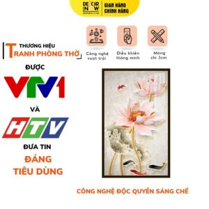 Tranh Đèn Hiện Đại In Đứng Mẫu hoa sen và cá vàng DECORNOW DCN-HD76