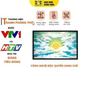 Tranh Trúc Chỉ In Ngang Họa Tiết Mây Trời Có Hào Quang DECORNOW DCN-HD795