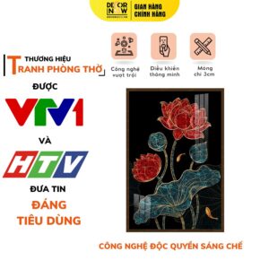 Tranh Đèn Hiện Đại In Đứng Mẫu Hoa Sen Khắc Đá DECORNOW DCN-HD81