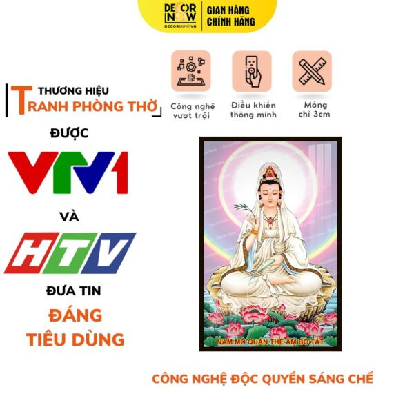 Tranh Đèn Hiện Đại In Đứng Mẫu Quan Âm Hào Quang Hồng DECORNOW DCN-HD84