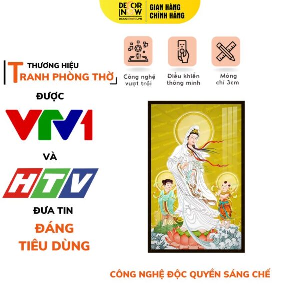 Tranh Đèn Hiện Đại In Đứng Mẫu Quan Âm Và Tiên Đồng Ngọc Nữ DECORNOW DCN-HD86