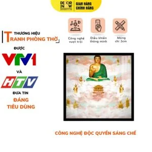 Tranh Hiện Đại In Vuông Họa Tiết Mây Trời Phật A Di Đà DECORNOW DCN-HD90