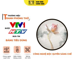 Tranh Trúc Chỉ In Tròn Họa Tiết Hoa Sen Kiểu 1 Có Loang DECORNOW DCN-TC479