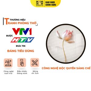 Tranh Trúc Chỉ In Tròn Họa Tiết Hoa Sen Kiểu 2 DECORNOW DCN-TC480