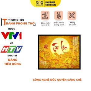 Tranh Trúc Chỉ In Ngang Họa Tiết Chữ Thư Pháp Tài Lộc DECORNOW DCN-TC488