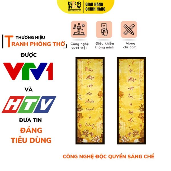 Tranh Trúc Chỉ In Đối Họa Tiết Bộ Đối Niệm Phật DECORNOW DCN-TC490