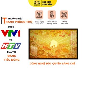 Tranh Trúc Chỉ In Ngang Mẫu Lá Bồ Đề Và Lá Sen DECORNOW DCN-TC505