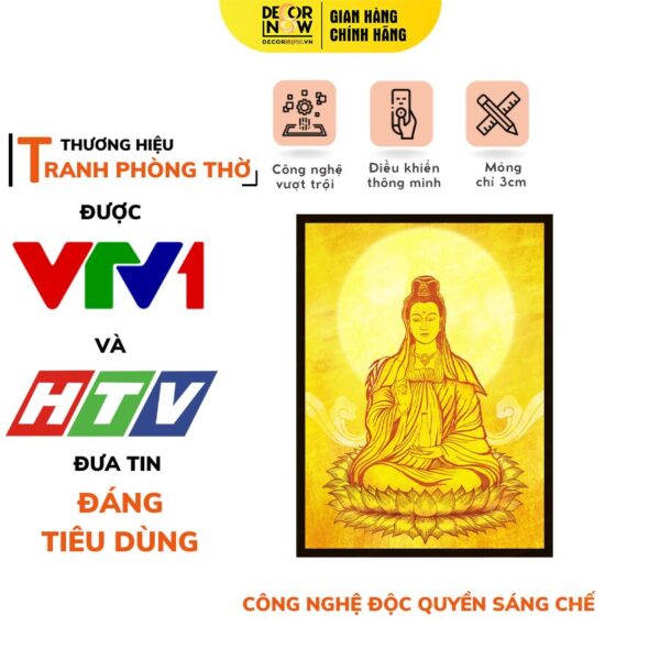 Tranh Trúc Chỉ In Đứng Quan Âm Và Mây DECORNOW DCN-TC510