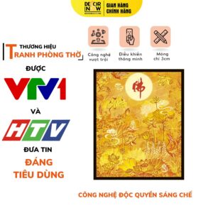 Tranh Trúc Chỉ In Đứng Chữ Phật Họa Tiết Sen Hạc Vân Trời DECORNOW DCN-TC513