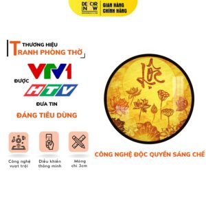 Tranh Trúc Chỉ In Tròn Chữ Lộc Màu Đỏ DECORNOW DCN-TC539