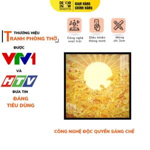 Tranh Trúc Chỉ In Vuông Họa Tiết Sen Tia Trời DECORNOW DCN- TC541