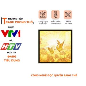 Tranh Trúc Chỉ In Vuông Họa Tiết Sen Trời Chim Hạc DECORNOW DCN-TC544