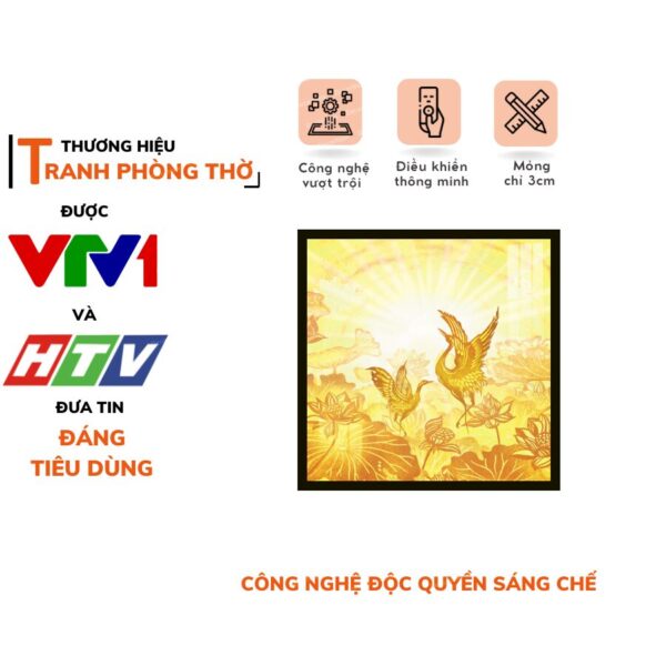 Tranh Trúc Chỉ In Vuông Họa Tiết Sen Trời Chim Hạc DECORNOW DCN-TC544