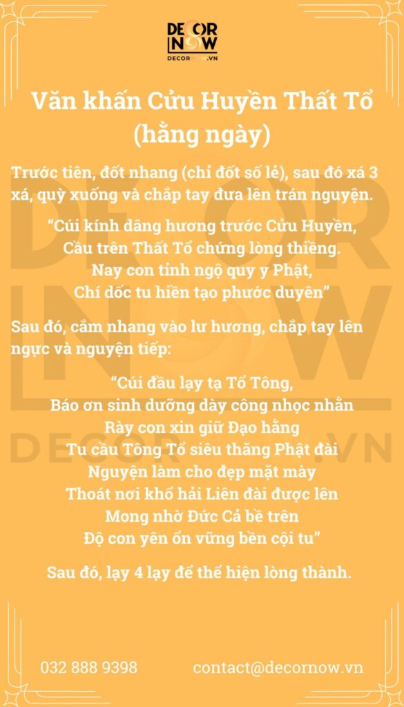 Văn khấn cửu huyền thất tổ hằng ngày