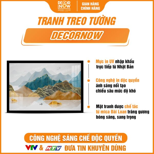 Bề mặt tranh đèn hiện đại in ngang treo tường sông núi HD96